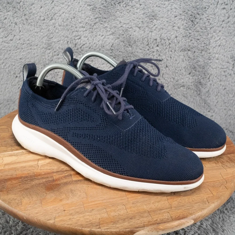 Cole Haan 3.ZeroGrand OS Blue Knit Mens Size 9 Oxford Wingtip Shoes C29294